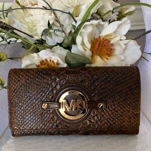 Michael Kors Leather Snakeskin Fulton Wallet